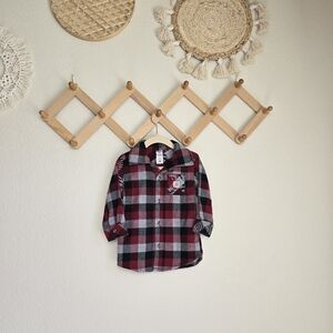 Carhartt Boy's Plaid Collared Button Down Long-Sleeve Shirt 24M NWT